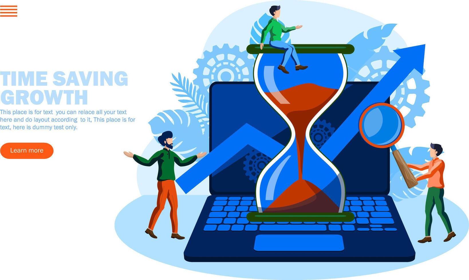 team saving time and making growth vector illustration