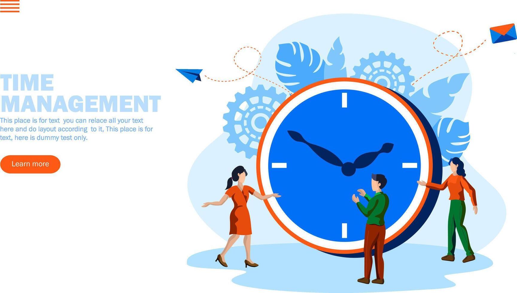 team discussing time management around the clock vector illustration concept