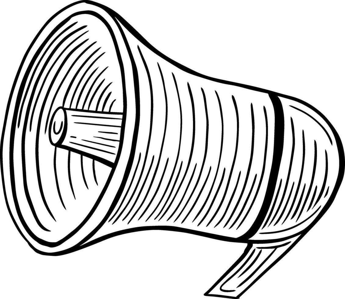 megaphone, loud speaker hand drawn engraved sketch drawing vector