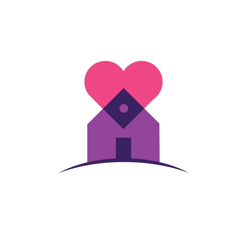 lovely home logo, love, heart shape,icon vector illustration