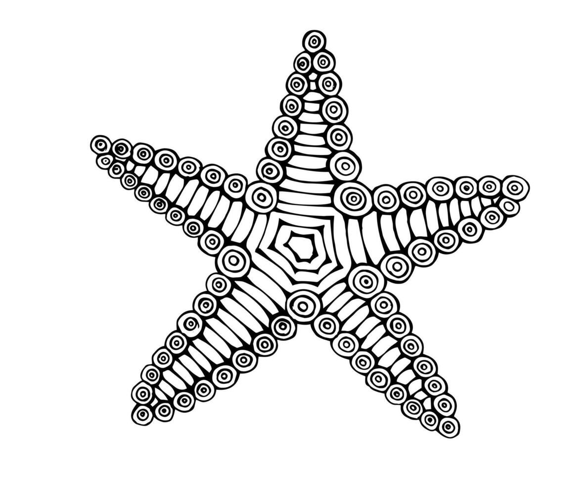 Clásico mano dibujado línea Arte estrella pescado grabado vector