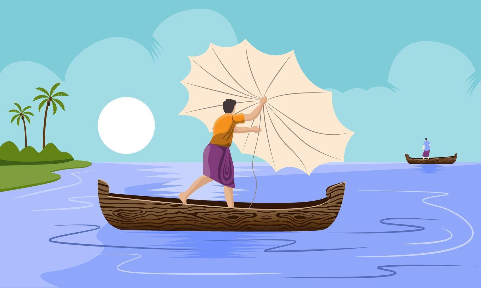 Indian Fisherman Vector Art, Icons, and Graphics for Free Download