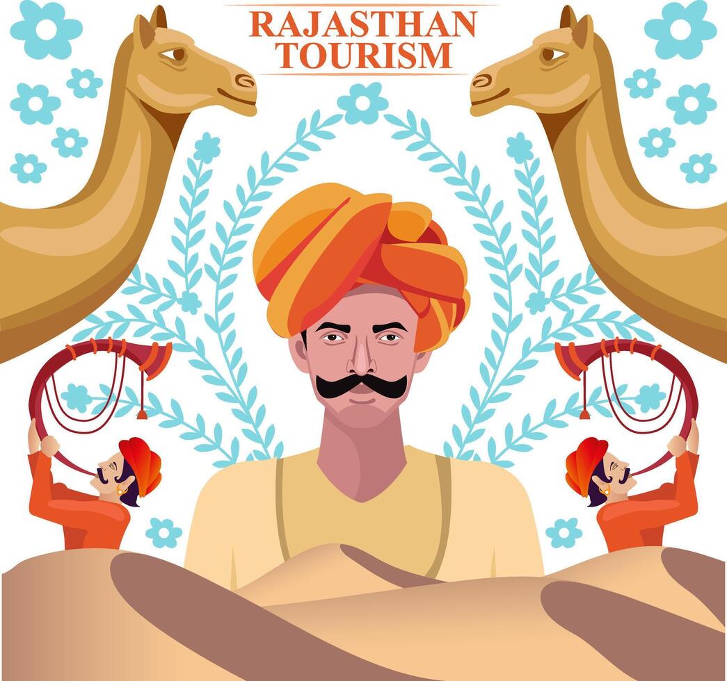 Rajasthan turismo decorativo collage con tradicional cultura vector