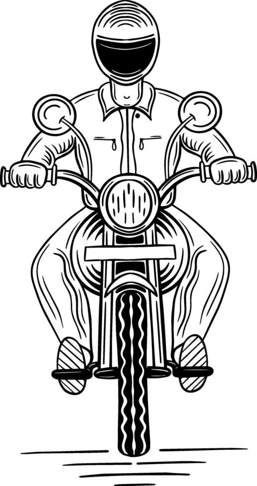 motorbike rider hand drawn vector