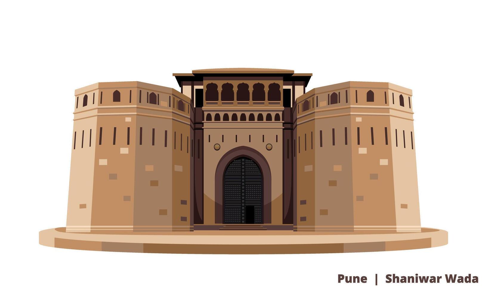 histórico icono pune shaniwar wada aislado vector