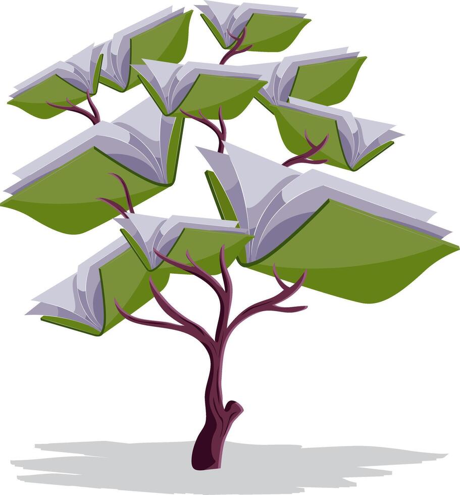 education concept, book of tree vector illustration