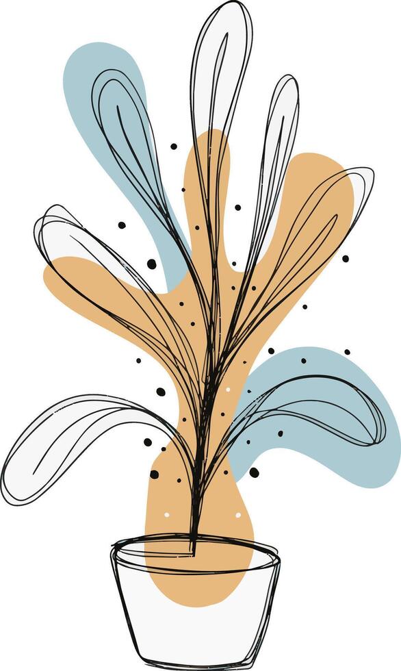 hand drawn abstract pot and plant doodle for poster vector