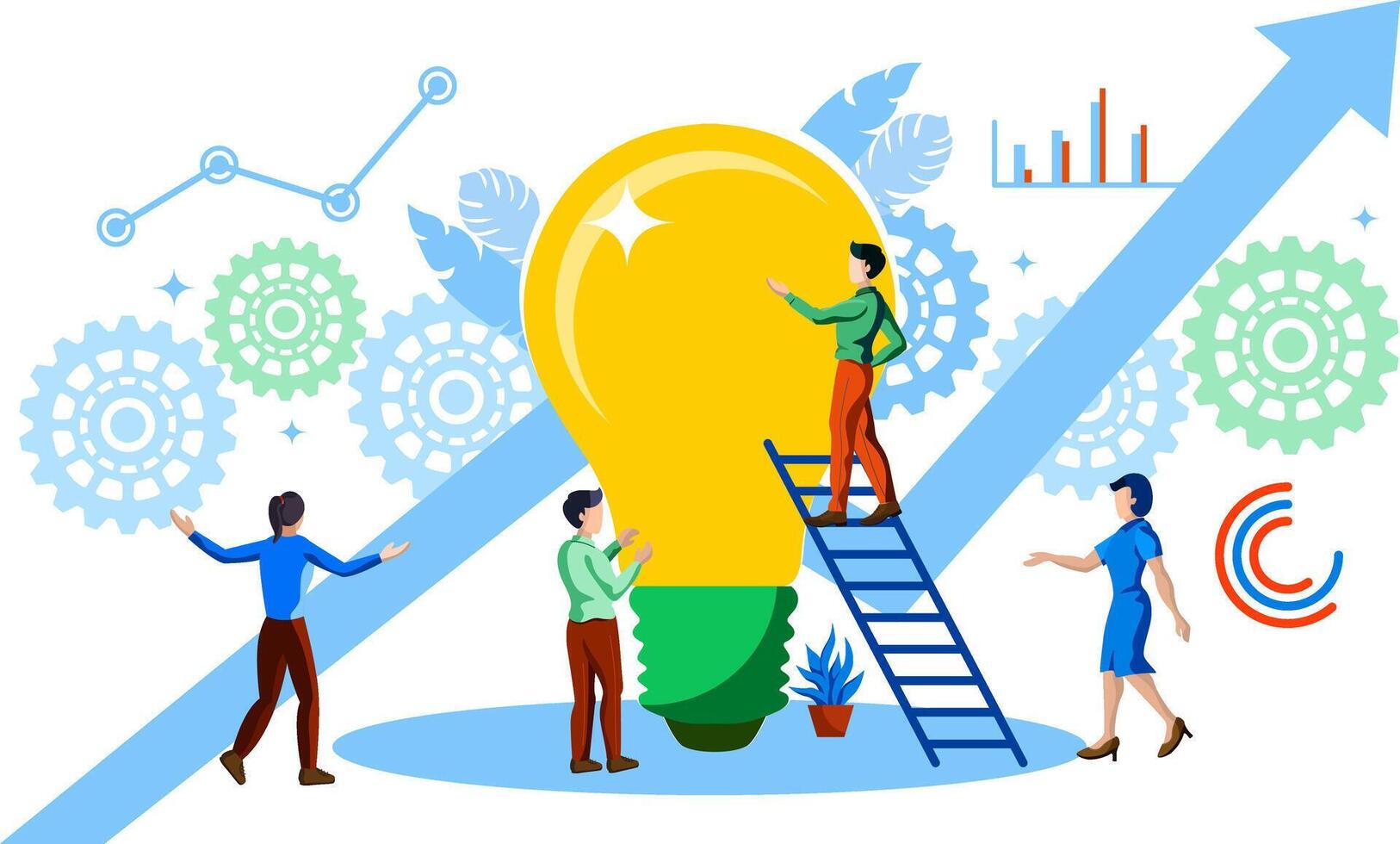 team work building idea and growth vector illustration concept