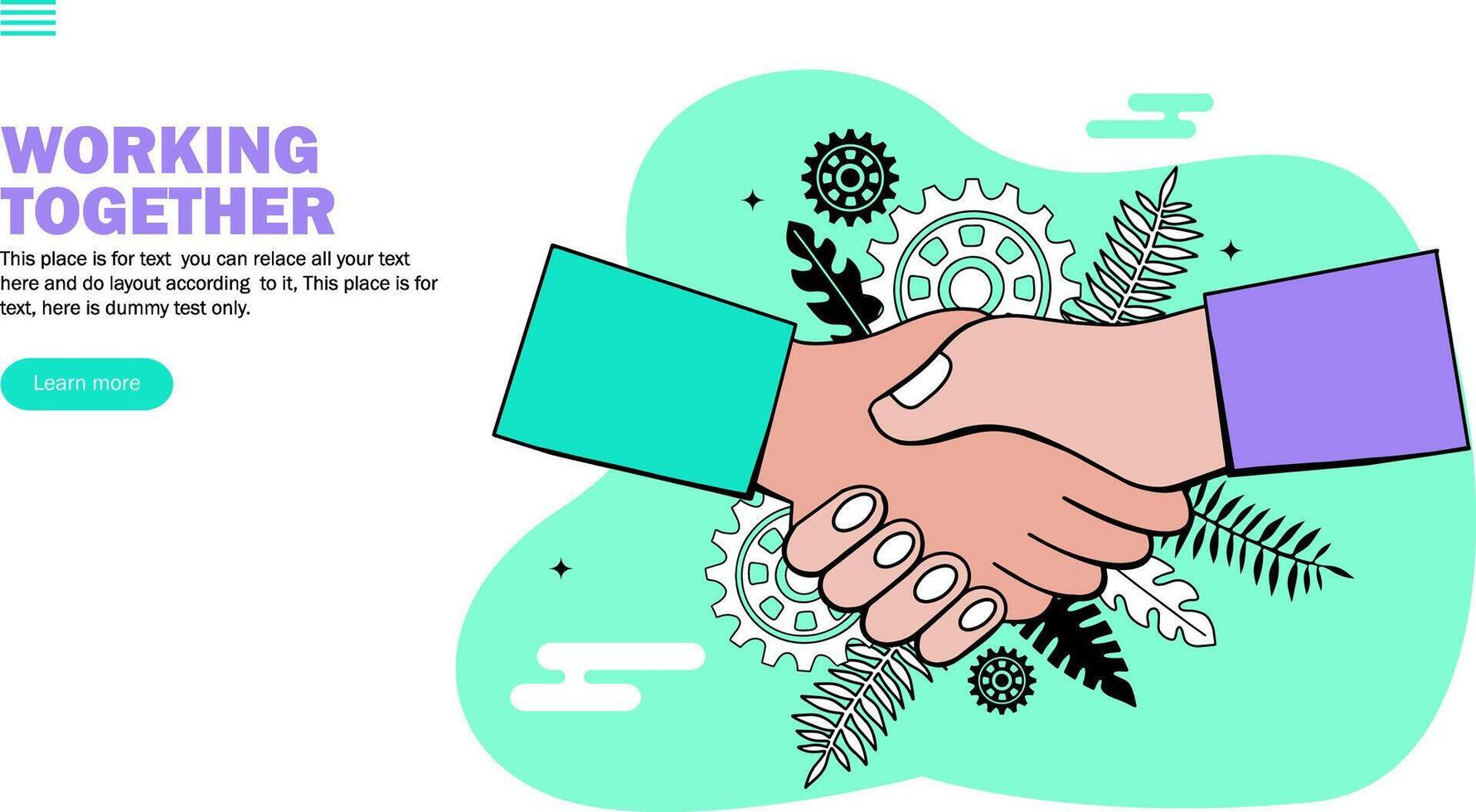shake hand, congratulation in working process environment vector