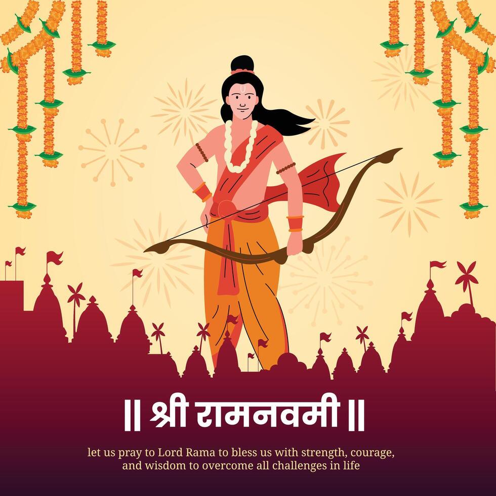 contento RAM navami hindú festival saludo vector