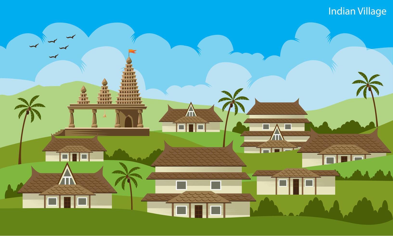 rural indian village vector