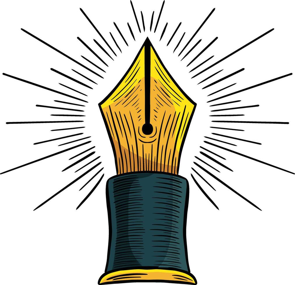 pen nib, education  hand drawn engraved sketch drawing vector