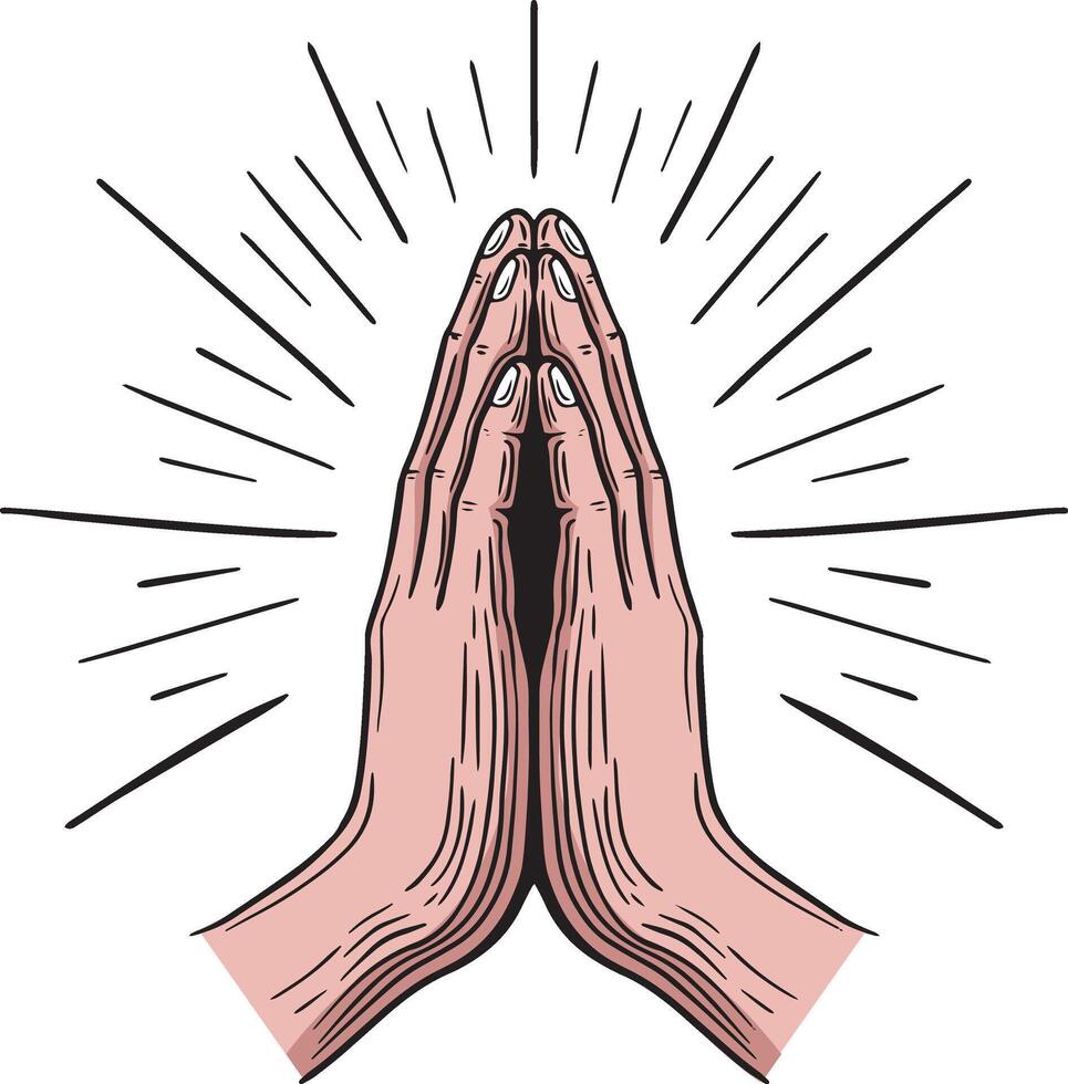 praying hands hand drawn vector illustration