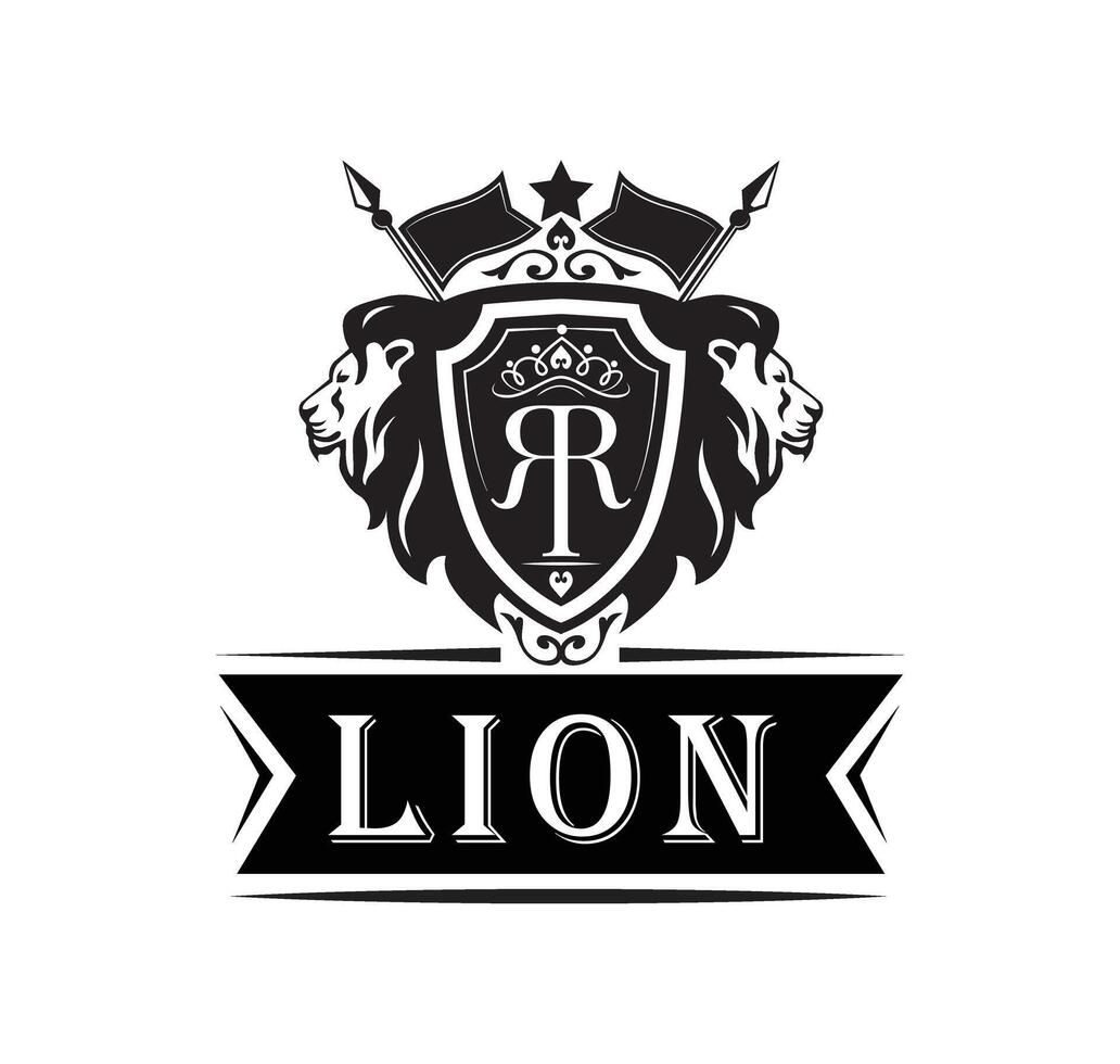 león logo, real Rey animal, vector ilustración icono