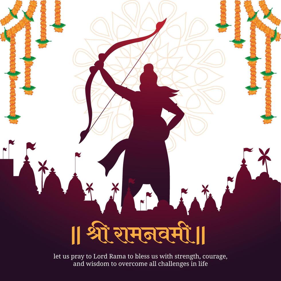 contento RAM navami hindú festival saludo vector