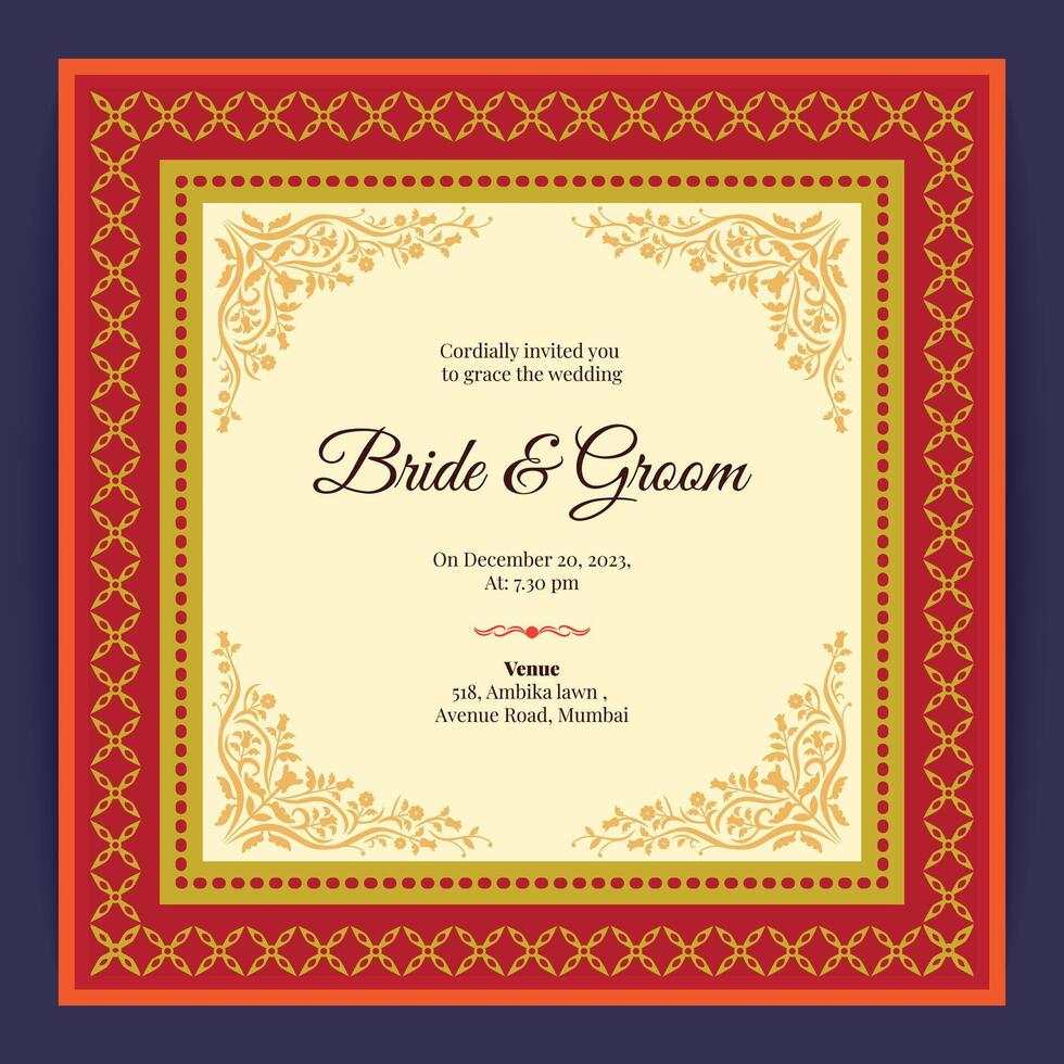 luxury indian wedding card design, wedding invitation template vector