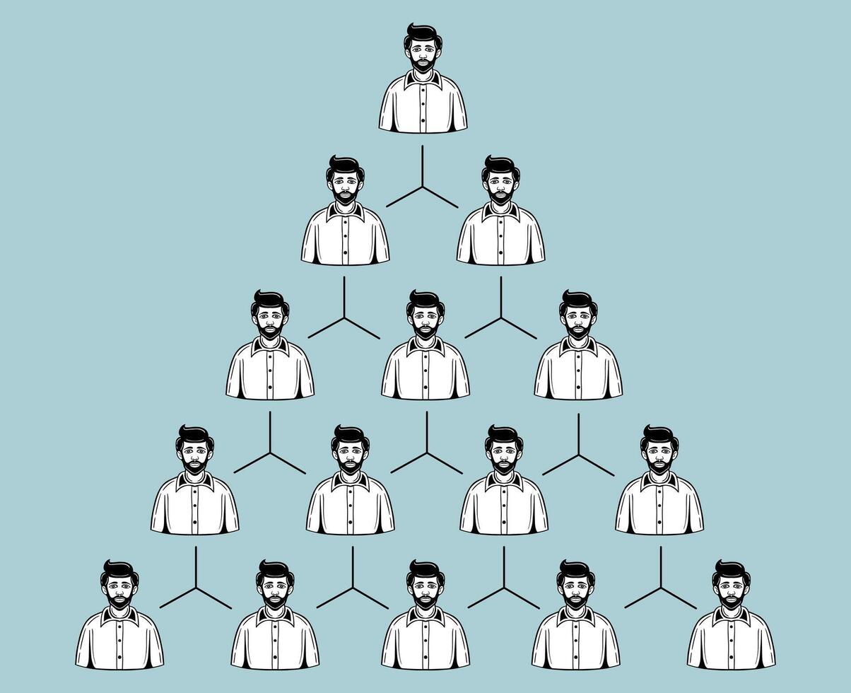 hierarchy structure, organization structure illustration vector hand drawn