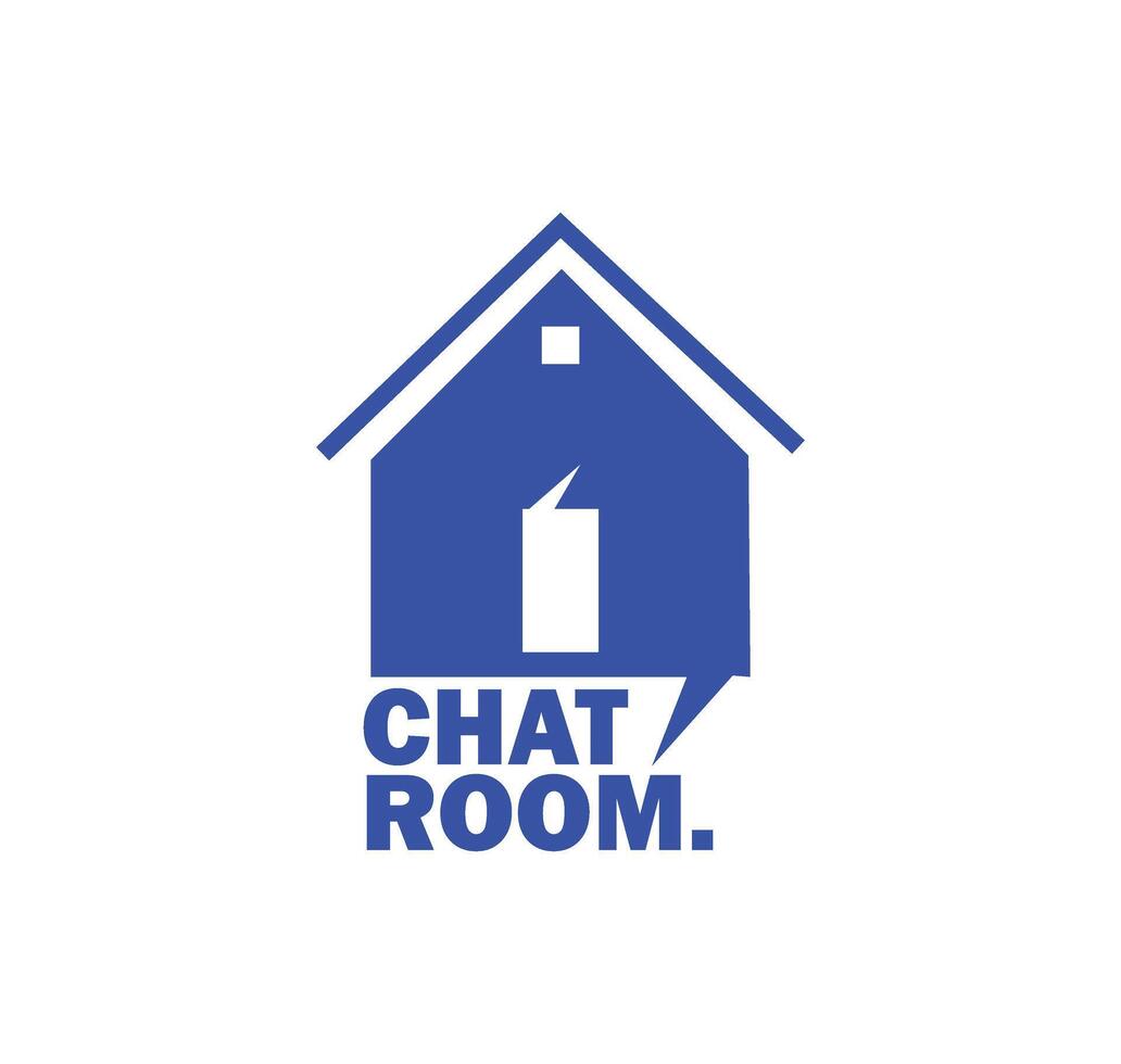 chat room logo, communication house icon vector illustration