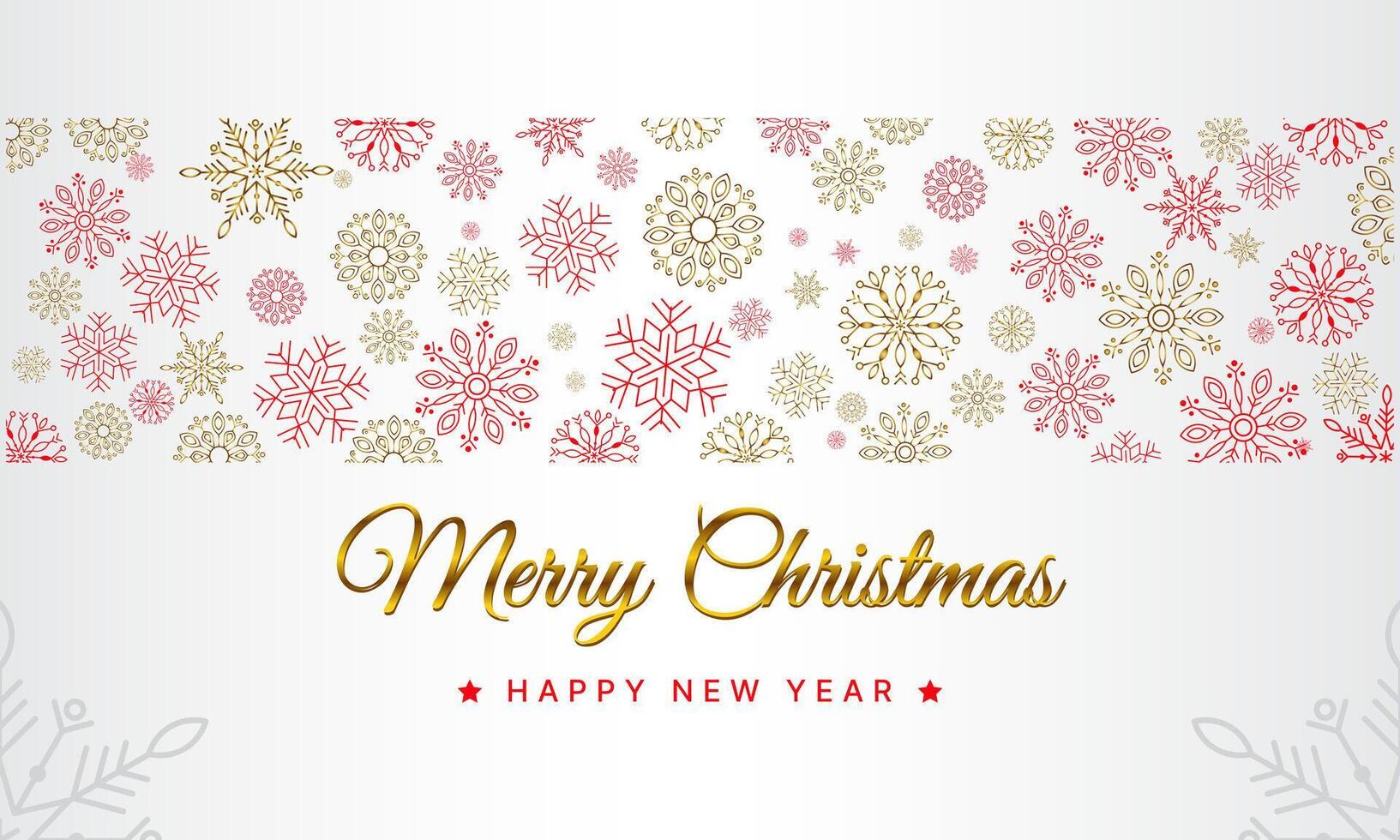 christmas golden and red snowflakes on white background vector