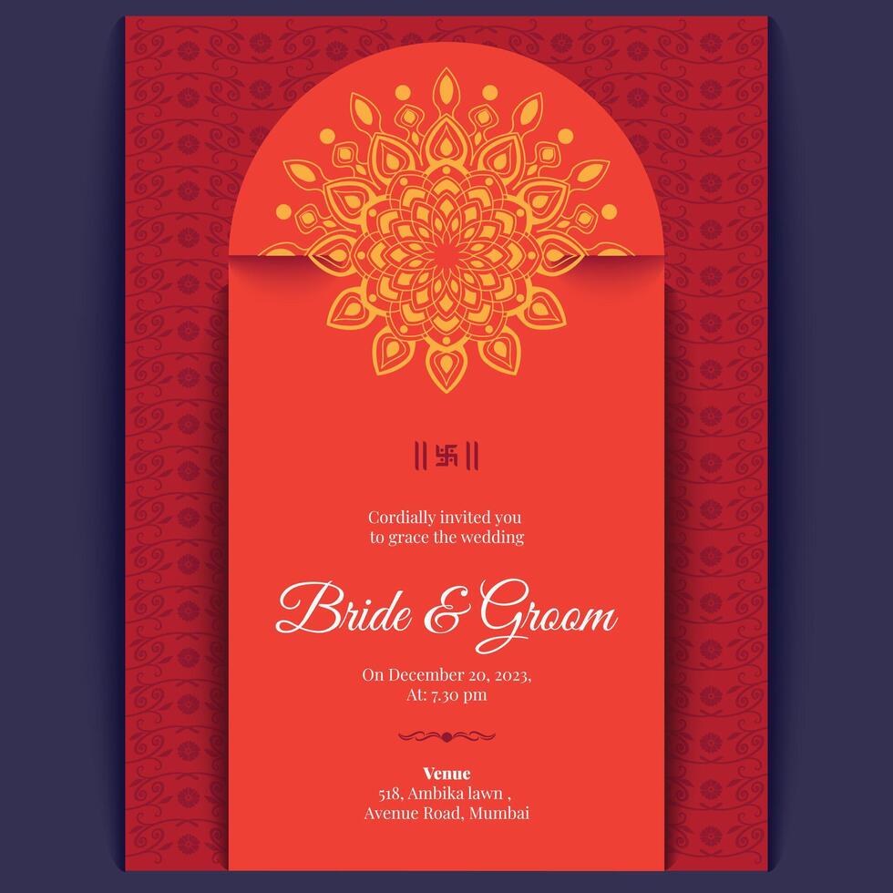 indian wedding card design, wedding invitation template vector