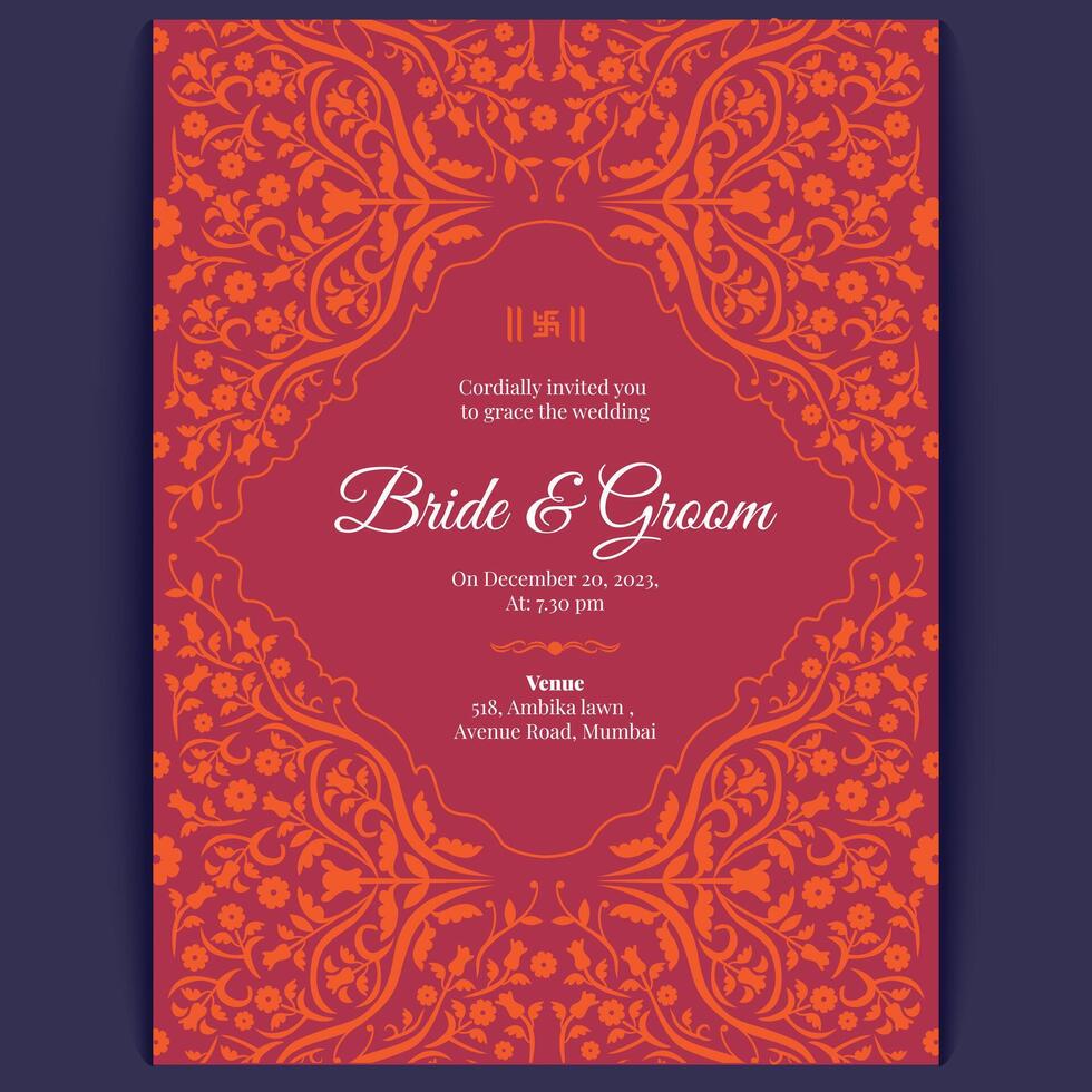 luxury indian wedding card design, wedding invitation template vector