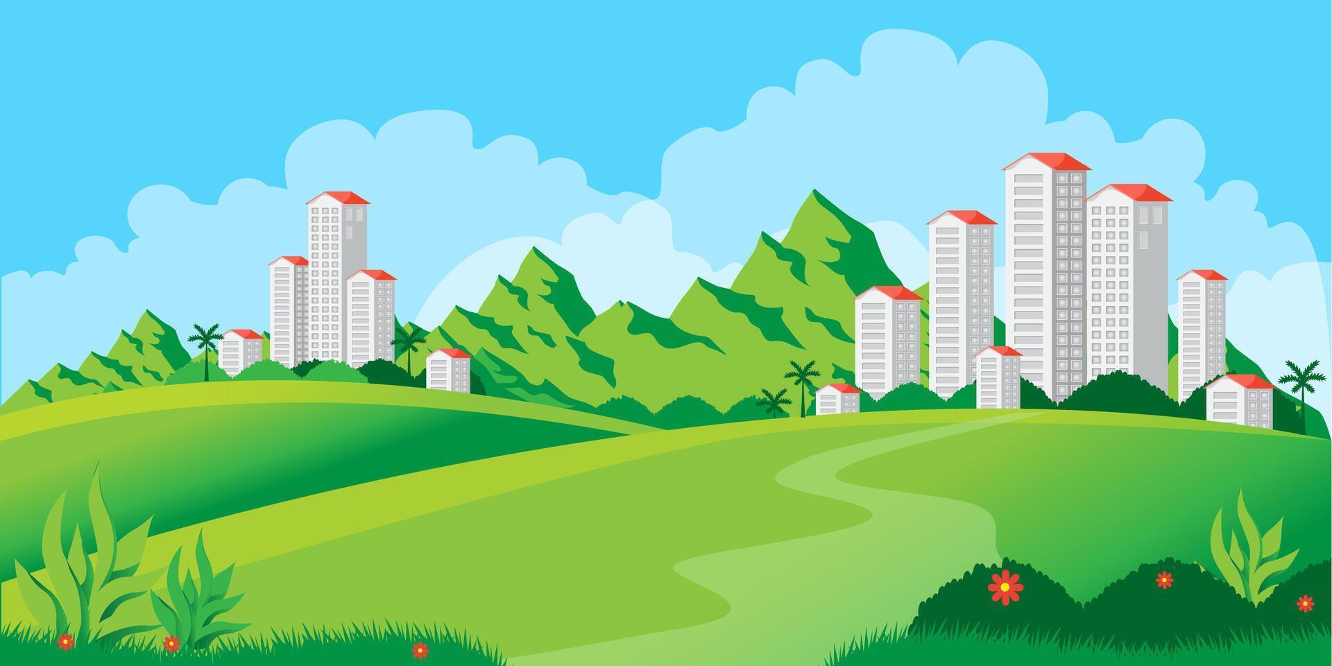 modern building society in mountains vector