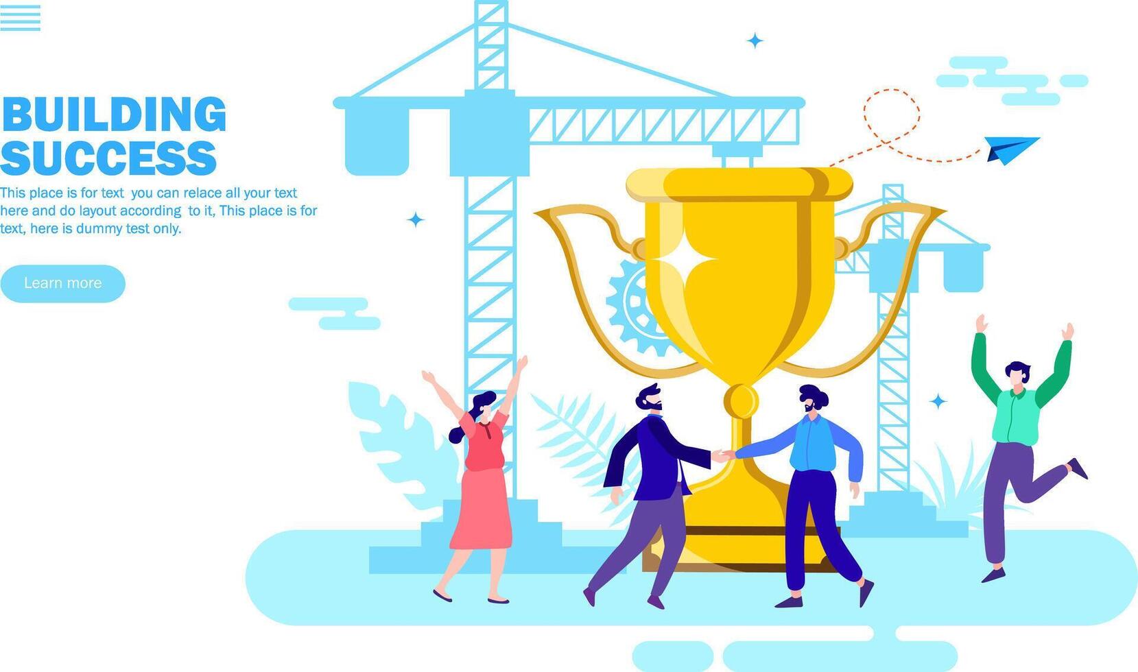 team building success with  trophy vector