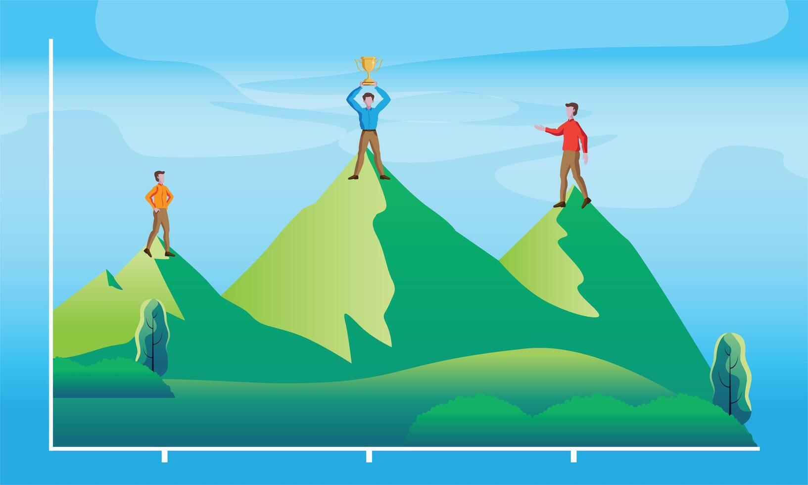 success graph as a mountain with corporate people vector