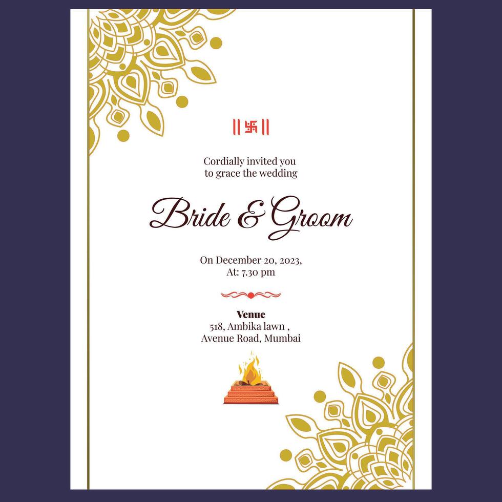 indian wedding card design, wedding invitation template vector