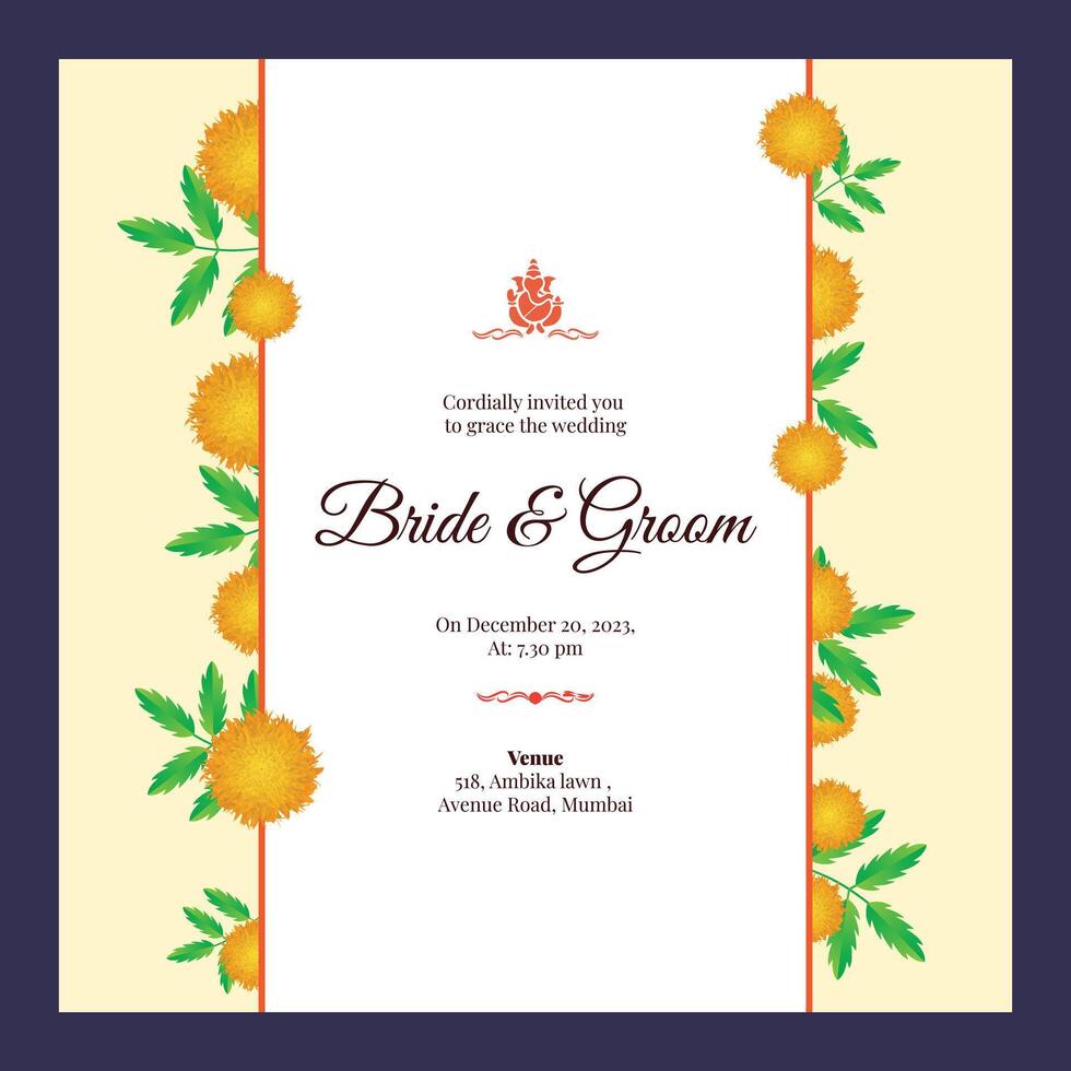 indian wedding card design, wedding invitation template vector