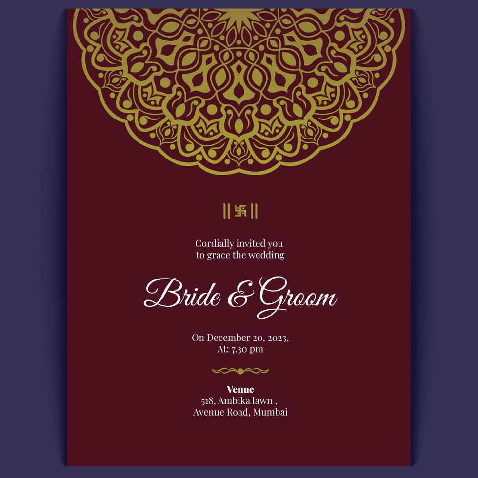 indian wedding card design, wedding invitation template vector