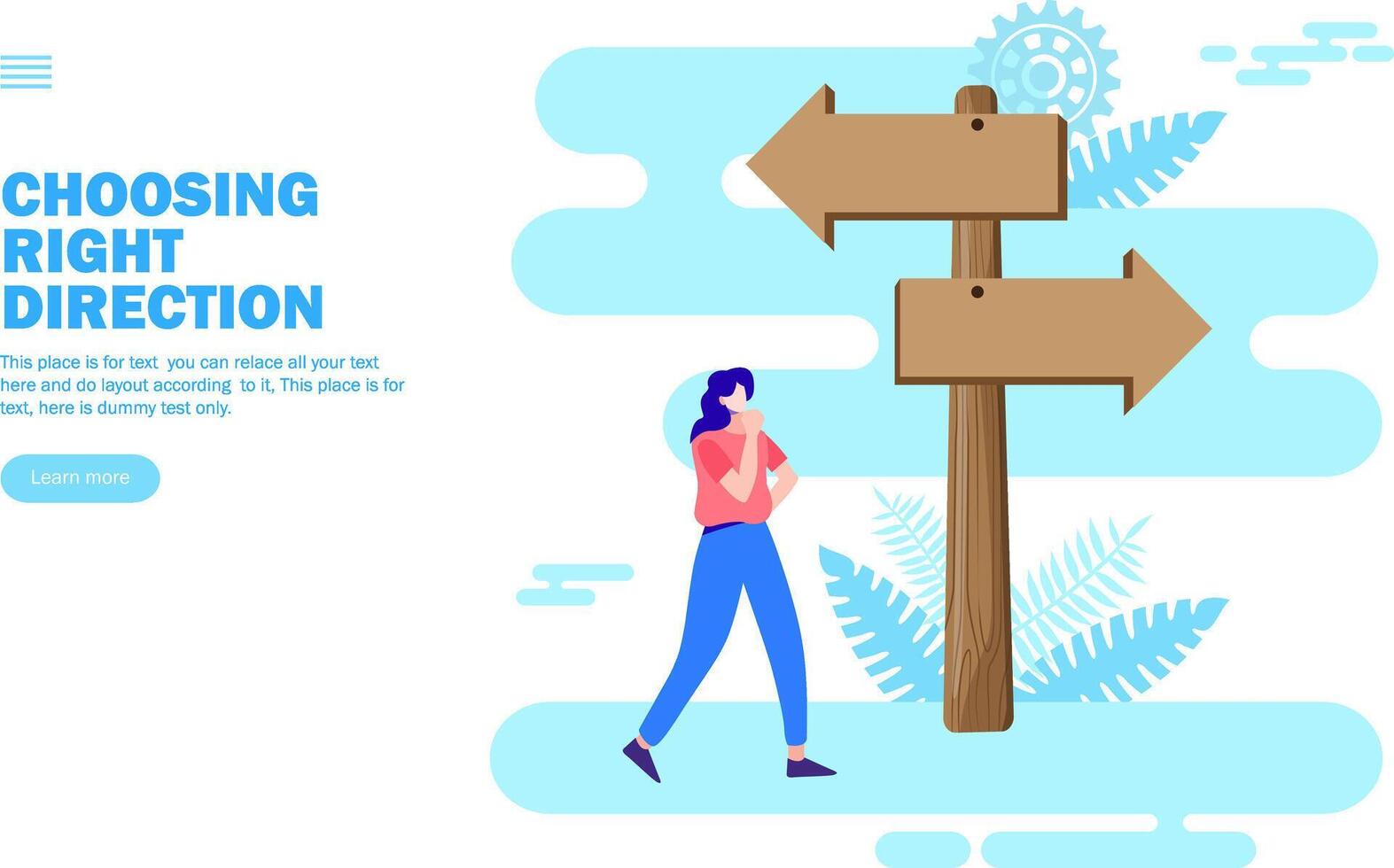 confused person choosing direction path vector