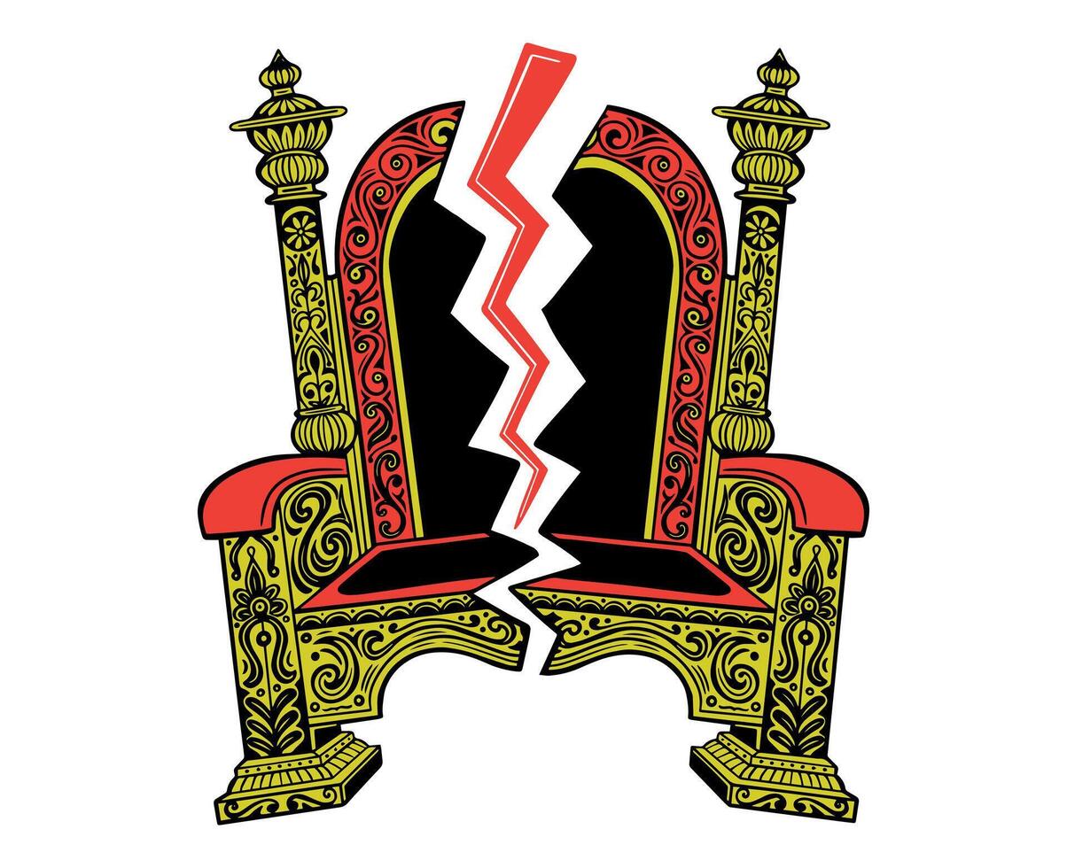 broken throne chair hand drawn vector illustration isolated