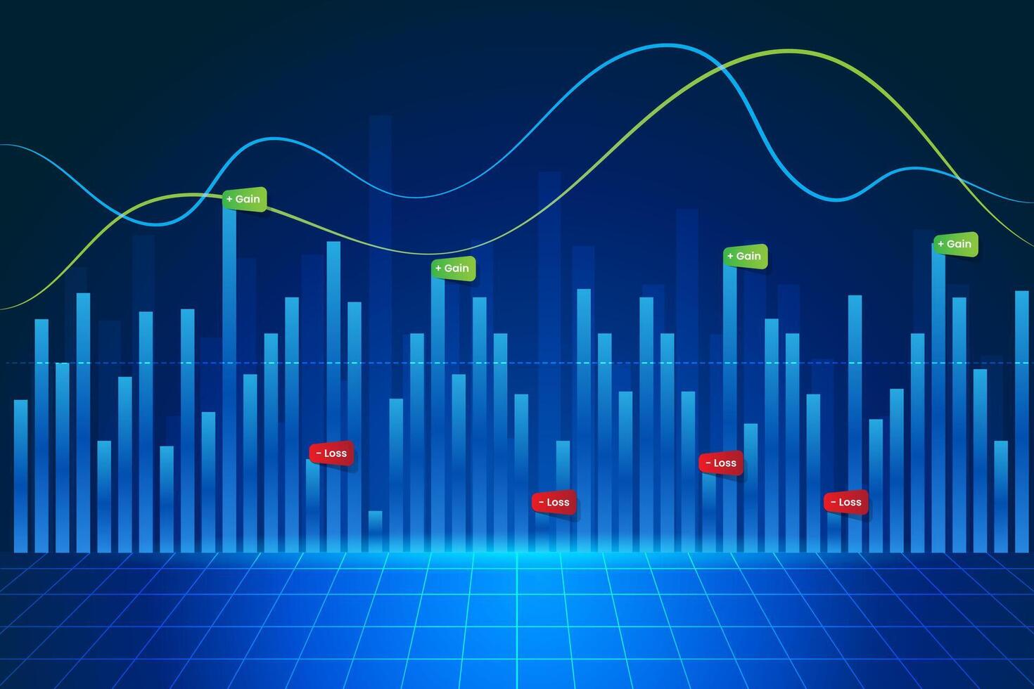 valores mercado lucro y pérdida concepto vector