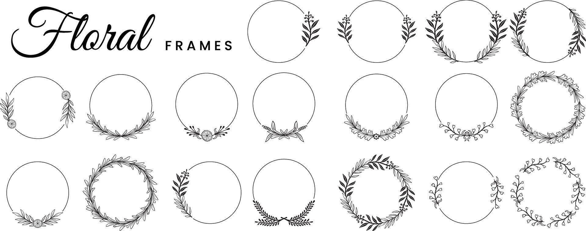 botanical floral frames design elements hand drawn vector