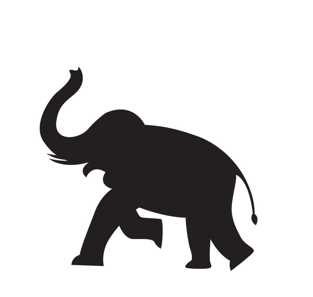 elephant running  silhouette vector