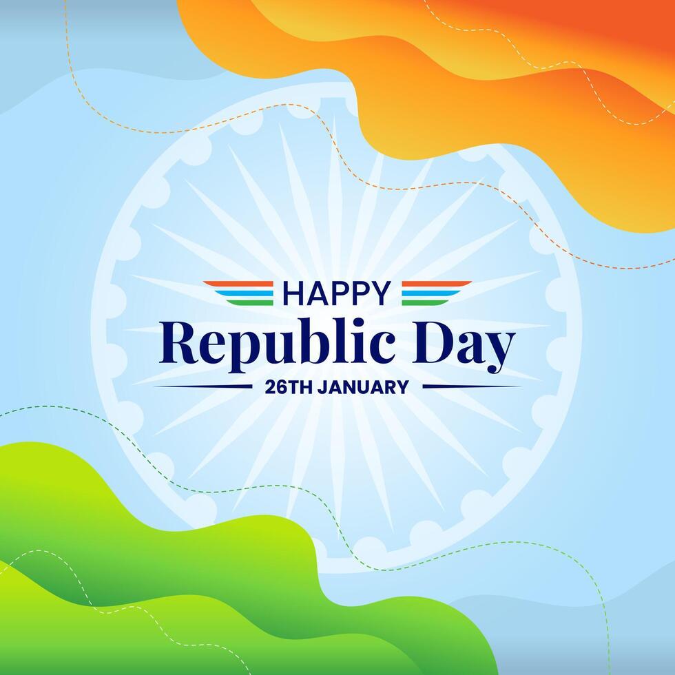 26 january republic day of india celebration greeting with indian flag vector