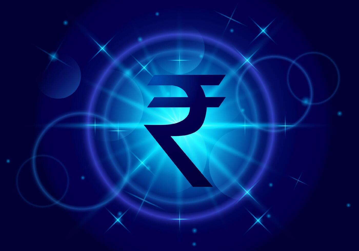 indian currency, rupee with light effect vector
