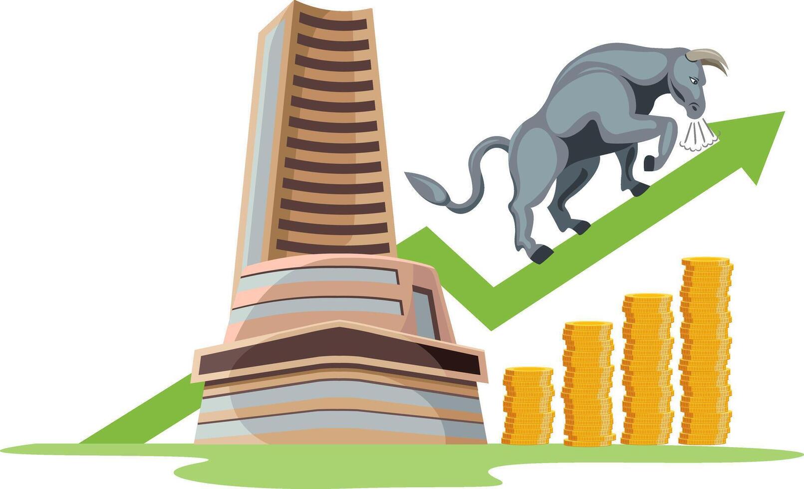 bombay stock exchange bull market growth vector