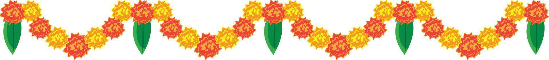 indian marigold garland, toran design, flower bunting vector