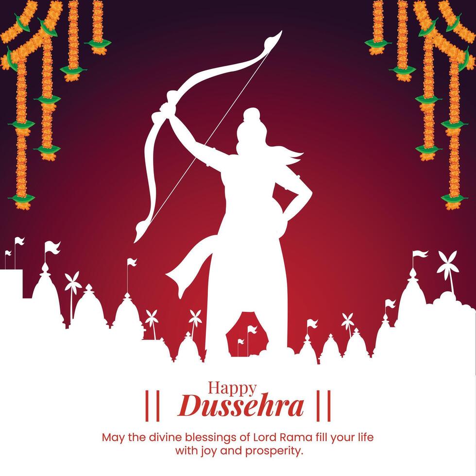 contento dussehra, saludo, deseos India hindú festival vector