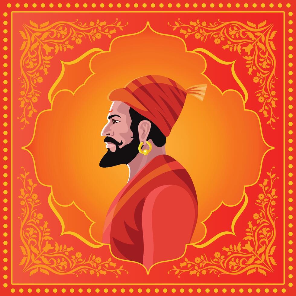 Chhatrapati Shivaji maharaj portrait artistic style vector