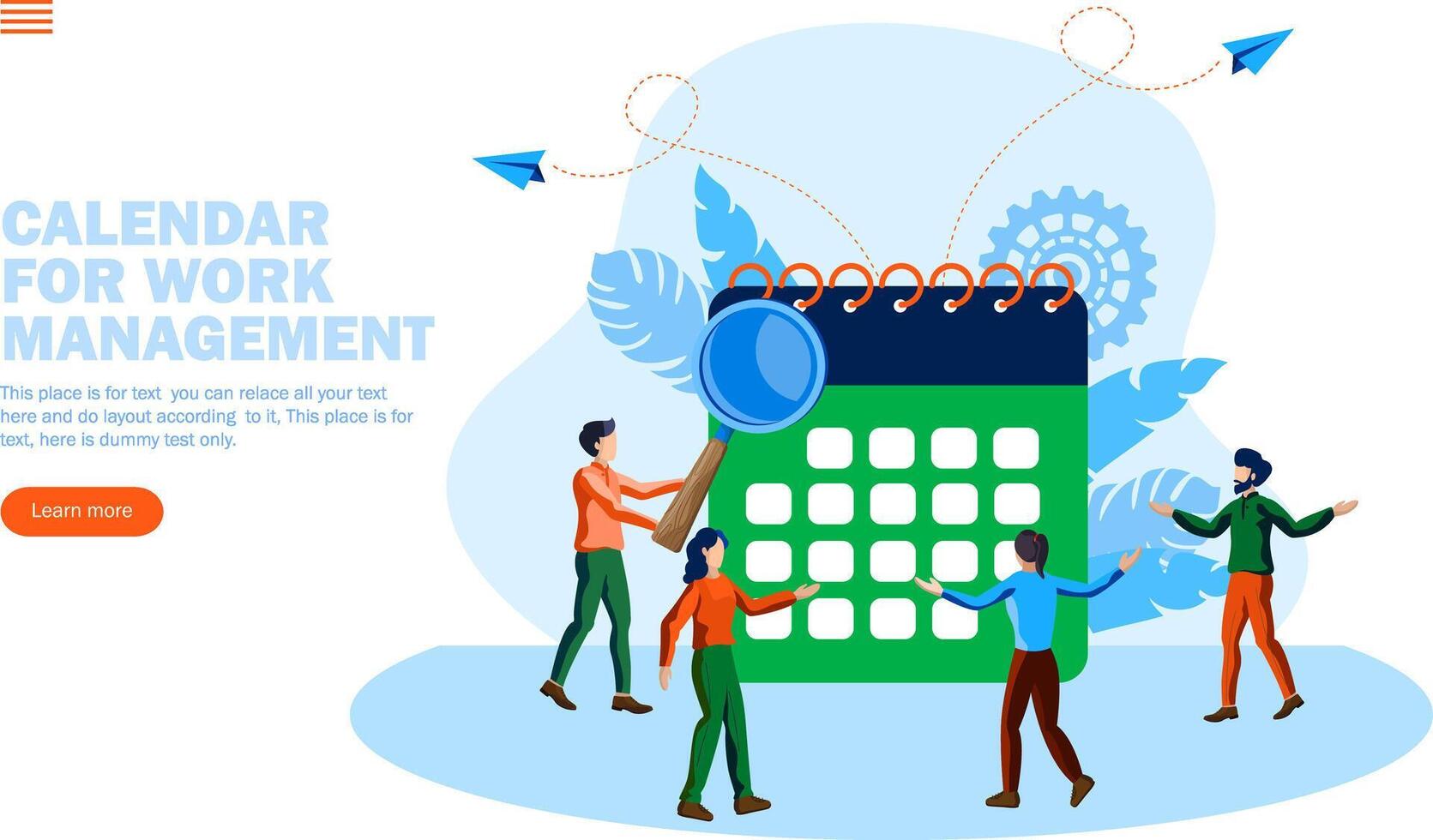 team managing work with calendar vector illustration concept