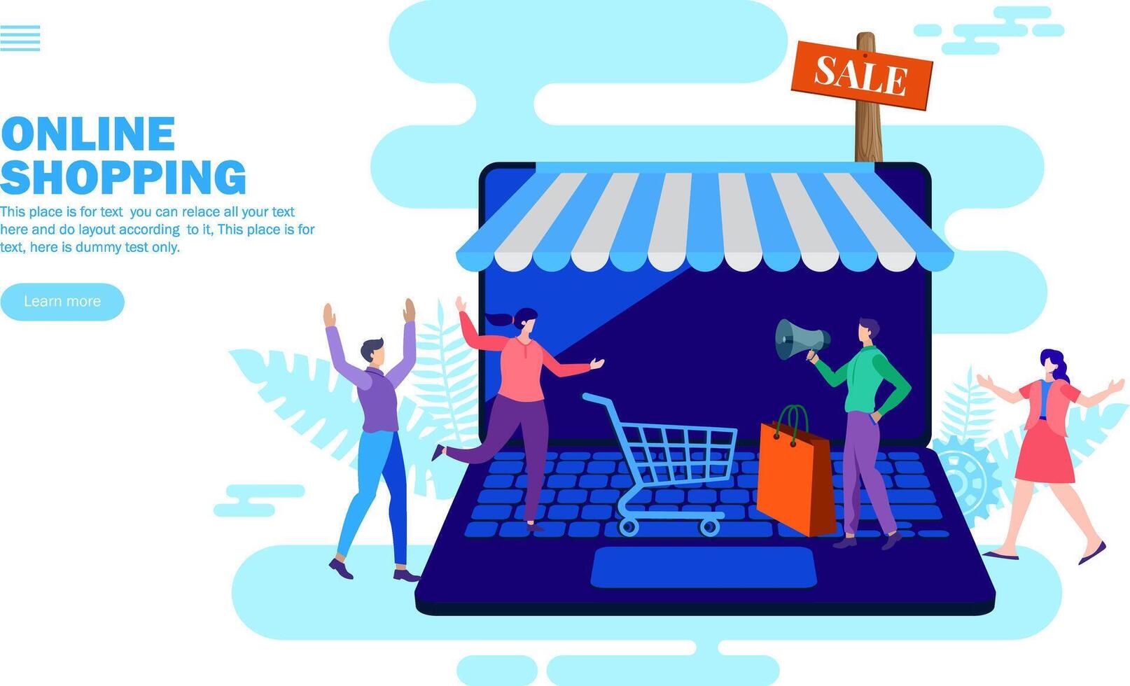 online shopping with card on web vector