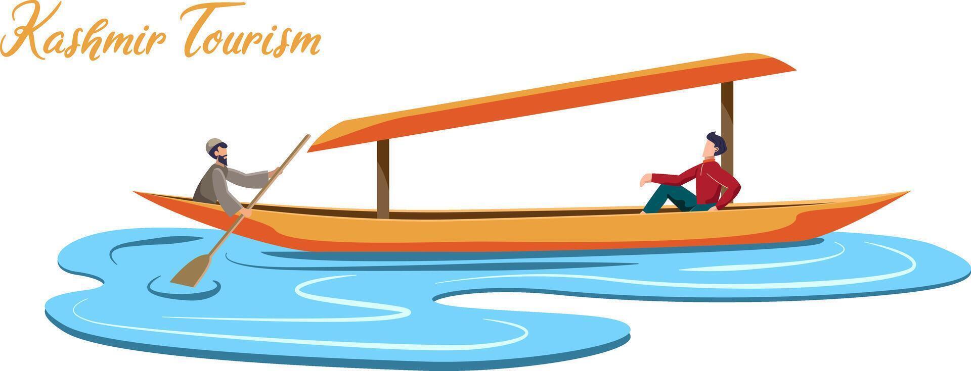 kashmir tourism dal lake boat isolated vector