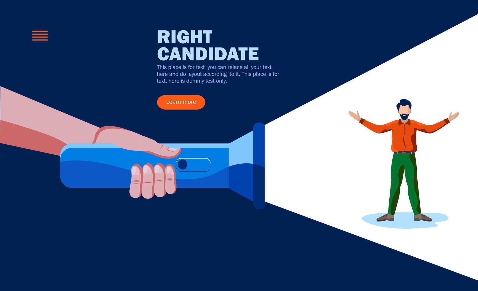 leader, right candidate in spotlight vector illustration concept