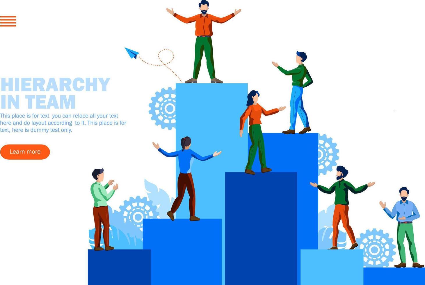 members of team with hierarchy, team work, leader vector illustration concept