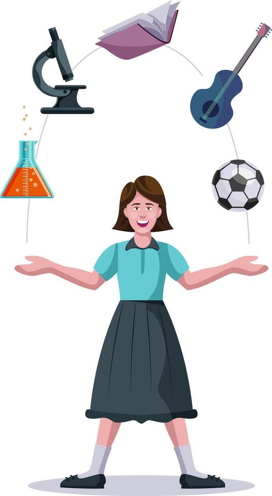 all round education concept, Girl with education icons vector illustration