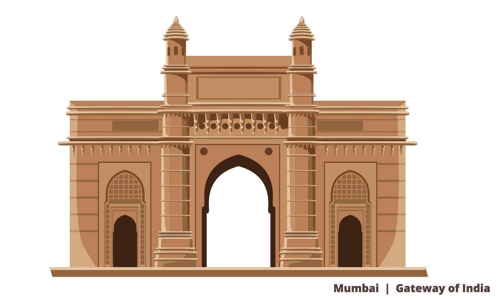 puerta de India, Mumbai bombay, famoso histórico icono vector