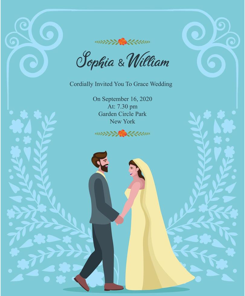 wedding invitation design template with couple vector